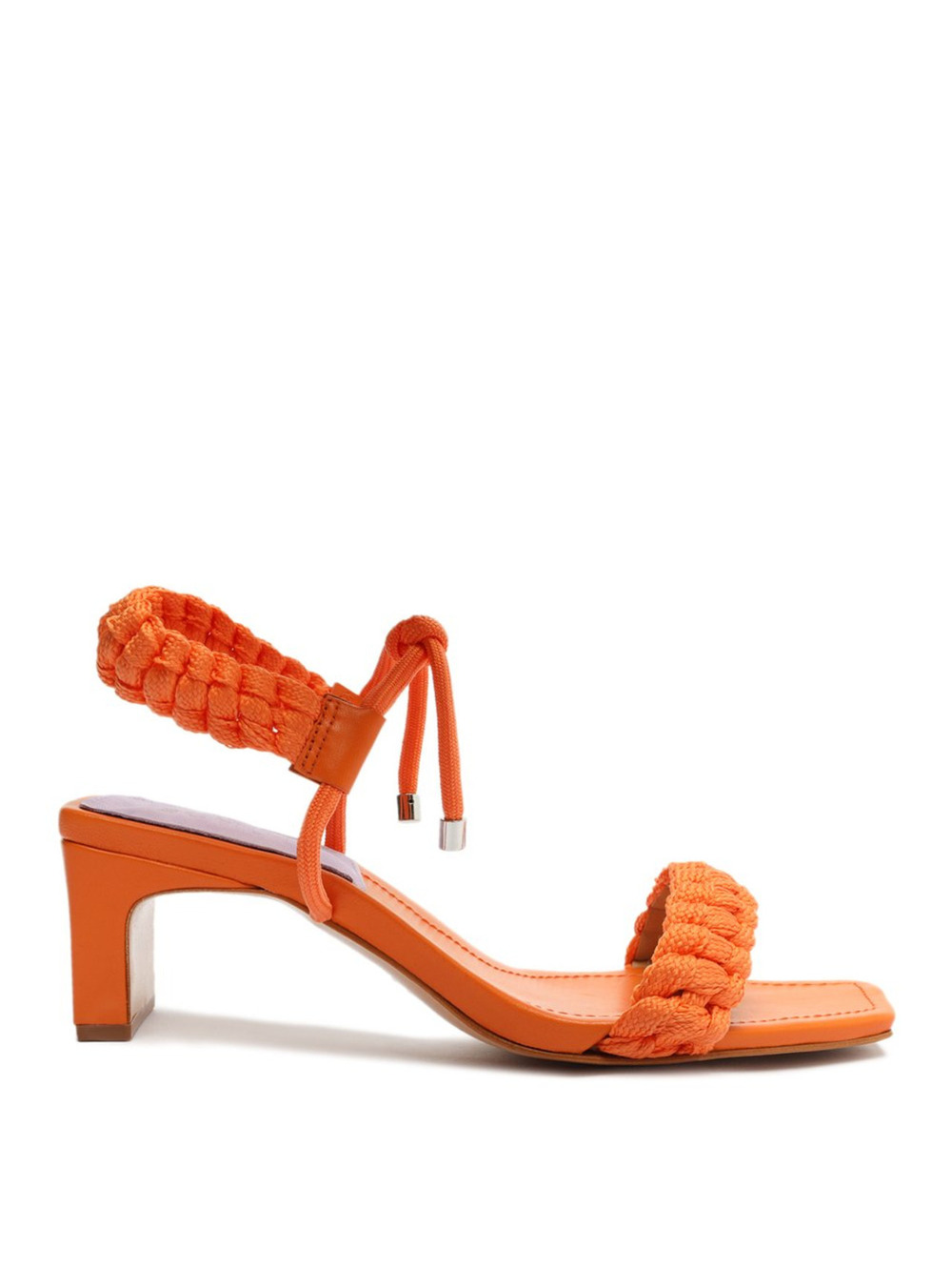 Schutz Leather Braided Mid-Heel Sandals Blair Sandalia Salto Orange 8B ($129)